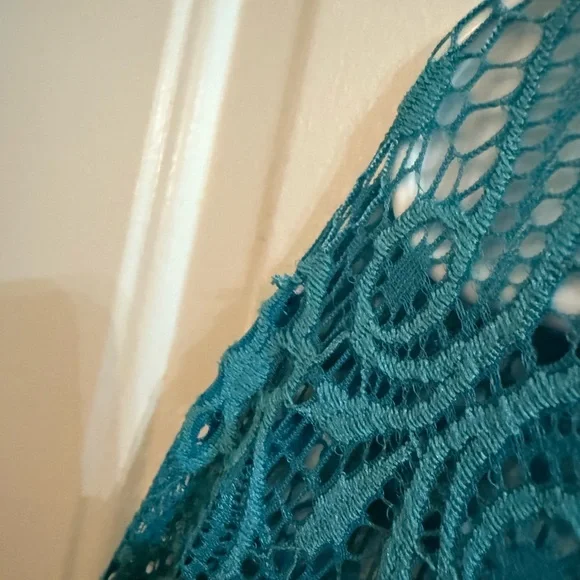 Brittany Black Teal Lace Blouse - Picture 6 of 9